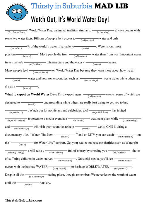 world water day mad libs